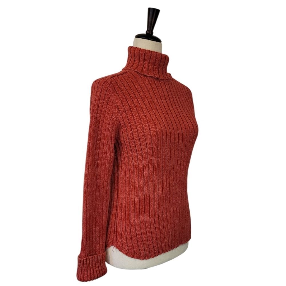 American Eagle Outfitters Heathered Burnt Orange Ribbed Turtleneck Sweater XL - Picture 3 of 7